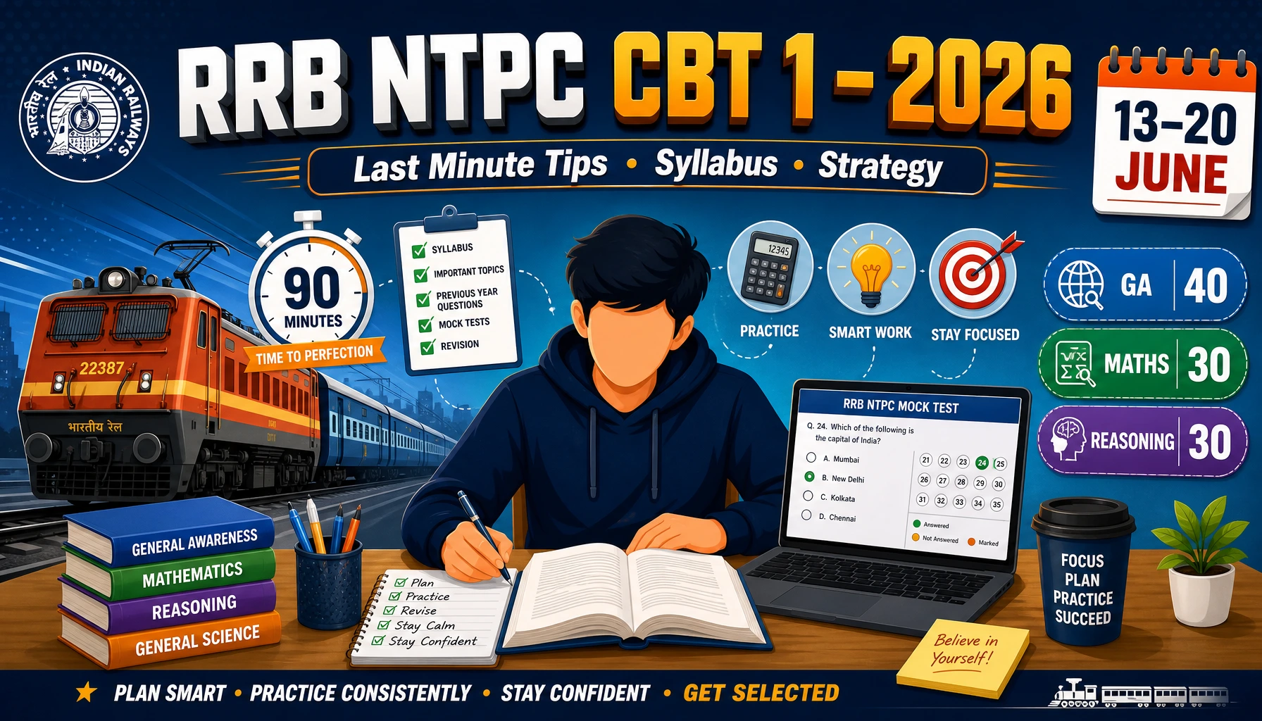 RRB NTPC UG Exam 2026: Last-Minute Preparation Tips, Syllabus & Strategy for Phase 2 CBT (13th–20th June)