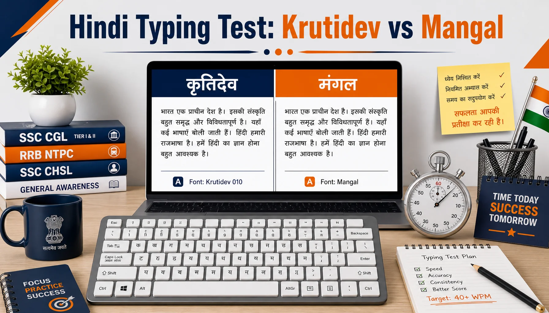 Hindi Typing Test for SSC & RRB: Krutidev vs Mangal Font Explained