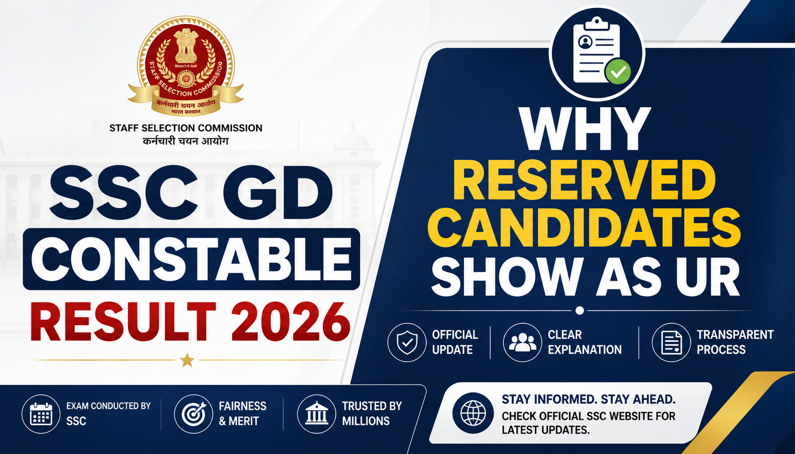 SSC GD Constable Result 2026: Why Reserved Candidates Show as UR